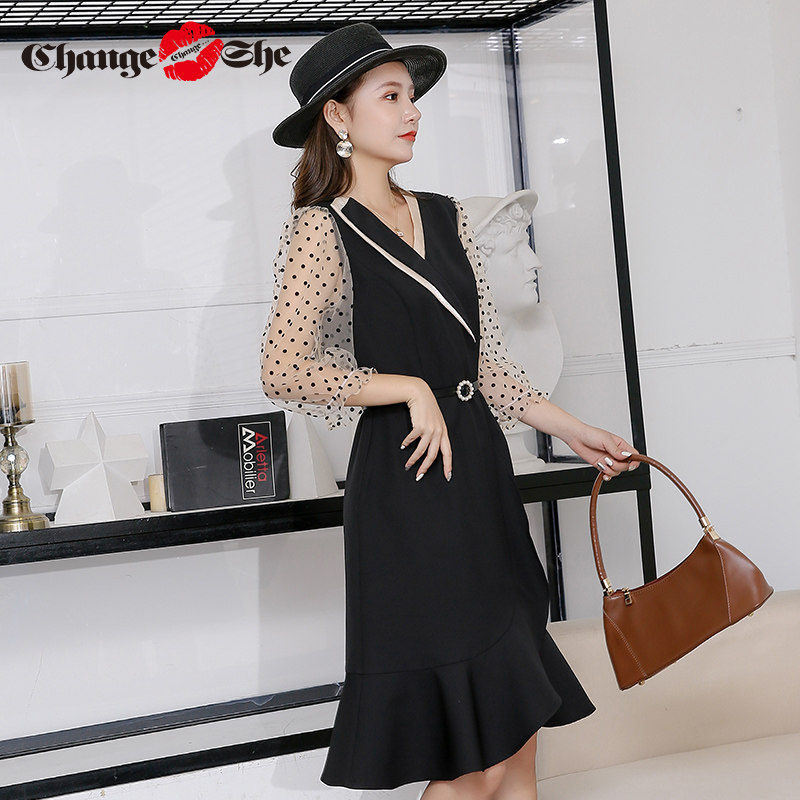 千细change she2020新款复古礼服裙 changeshe连衣裙