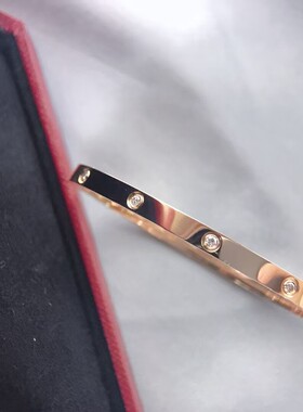 轻奢镀18k玫瑰金手镯女欧美时尚简约螺丝钉子手镯男情侣款送女友
