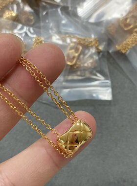 项链轻奢小众925银镀K金玫瑰金菱格锁骨链网红同款饰品生日礼物