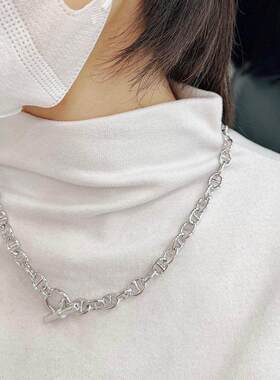 H家猪鼻子项链粗链条锁骨链手链重金属工业风首饰轻奢高级朋克风