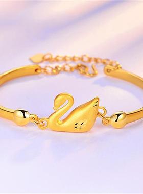 磨砂小天鹅手链女士黄金首饰