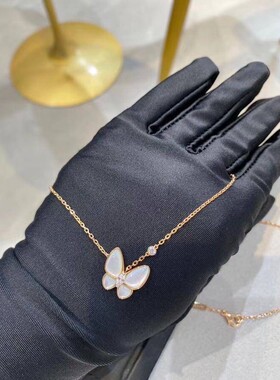 s925纯银贝母蝴蝶项链女轻奢小众设计高级感锁骨链送闺蜜生日礼物