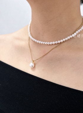 天然淡水baby珍珠轻奢小众高级叠戴锁骨女士法式气质简约百搭礼物
