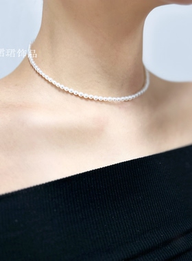 天然akoya淡水珍珠3.5-4mm锁骨颈链近圆强光小米珠百搭女生超爱赞