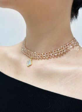 项链原创水晶圆形女925银