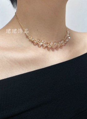 施家水晶女遮疤痕项链