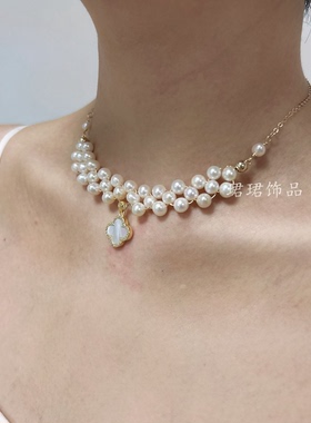 925银天然珍珠女简单项链