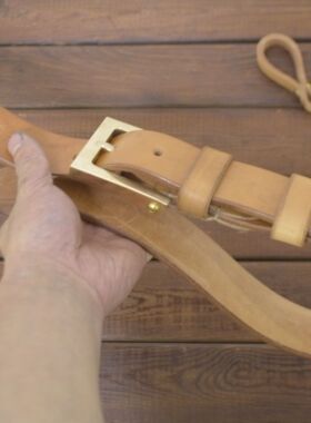 真皮手工男款腰带实心纯铜