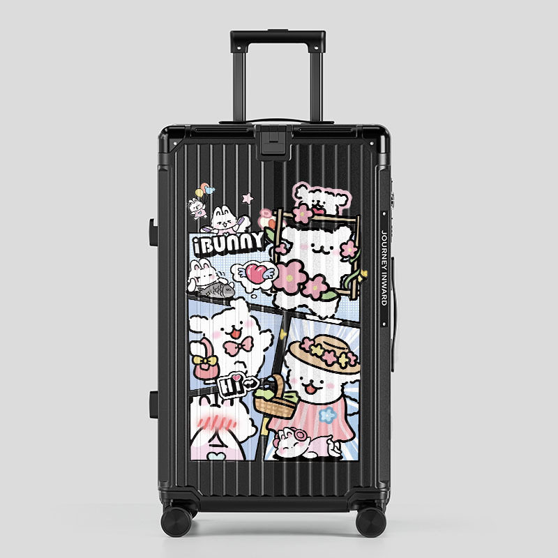 2026新款行李拉杆箱万向轮卡通男女初高中大学生24寸旅行线条小狗,淘宝优惠券,粉丝福利购,淘宝优惠卷