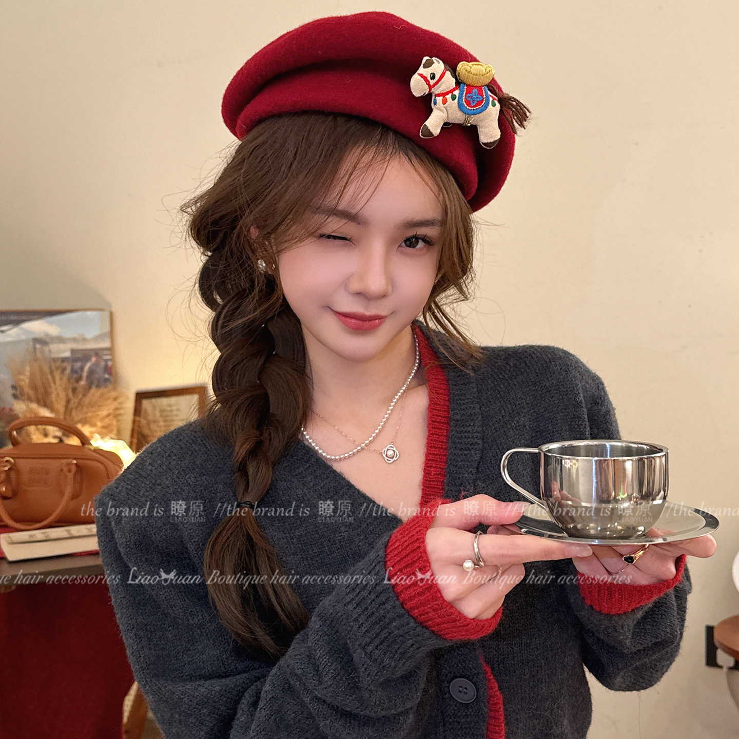 可爱布艺小马胸针2026年新款女配帽子围巾装饰别针新年设计感胸花,淘宝优惠券,粉丝福利购,淘宝优惠卷