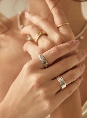 时来运转月相纯银镀金旋转戒指