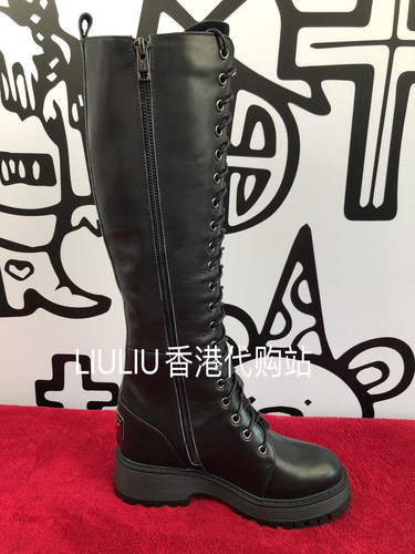 11cm隐形内增高马丁靴加绒长筒靴女系带高筒英伦风真皮拉链骑士靴 - 图2