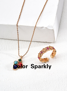 小众设计925银镀金天然石项链