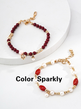 925银镀金天然珍珠手链轻奢