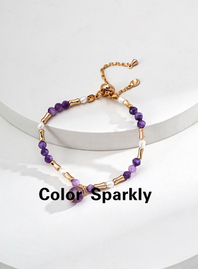 小众设计925银镀金紫水晶手链