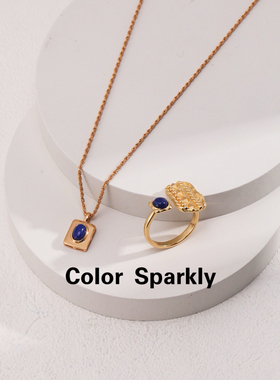 Color Sparkly 小众轻奢设计纯银青金石项链高级感百搭吊坠颈链