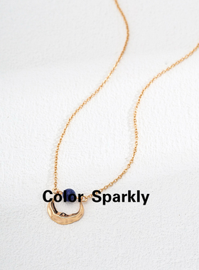 Color Sparkly 小众轻奢设计S925银镀金青金石项链通勤百搭极简风