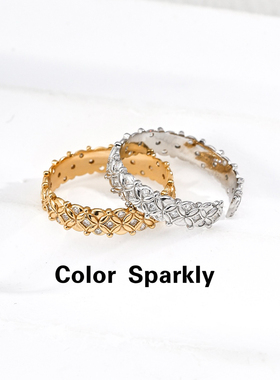 925银镀金蕾丝轻奢小众女戒