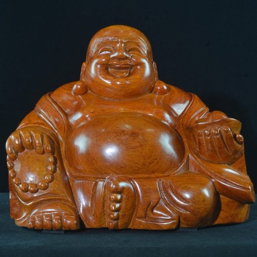 红木弥勒佛木雕车载花梨大肚笑佛玄关中式坐佛雕刻实木摆件工艺品 - 图0