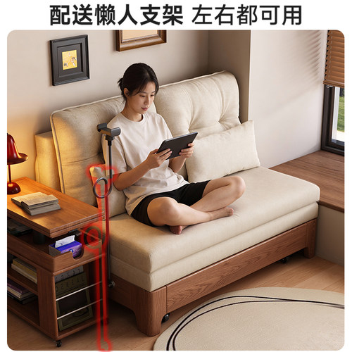 实木沙发床折叠两用2026新款现代简约多功能小户型客厅单人伸缩床 - 图1