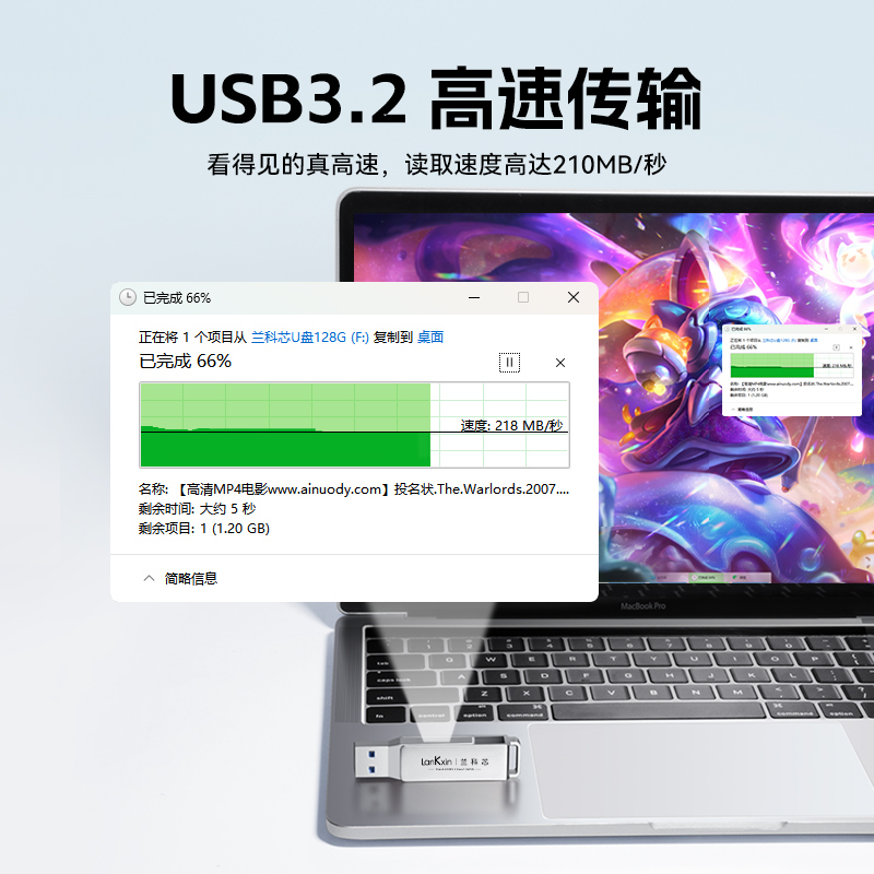 兰科芯typec手机U盘64g高速3.2双头接口可插手机电脑两用华为优盘 - 图1