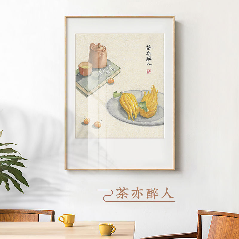 墙蛙新中式客厅装饰画绿色沙发背景墙壁画书房餐厅入门挂画祝嘉-图3