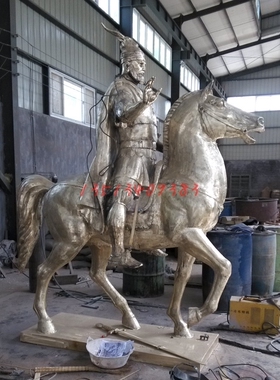铸铁欧式风骑马树脂彩绘武士摆件