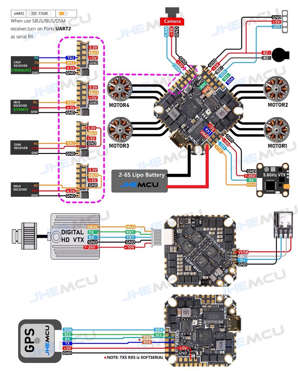 JHEMCU GHF411AIO-HD 40A牙签穿越机 F411 2-6S AIO无刷飞控25.5 - 图3