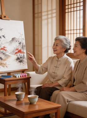 中国风江南庭院数字油画diy手工
