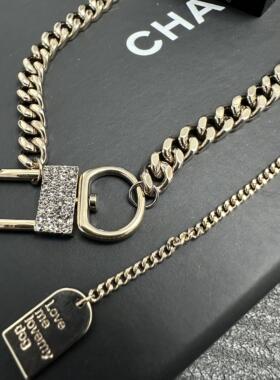 欧美钛钢叠戴双层毛衣链