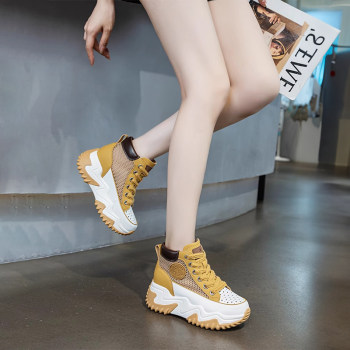 Hollow Sports Sandals Women's 2024 Summer New Versatile breathable Heightening Shoes High Top Women's Shoes Casual White Shoes