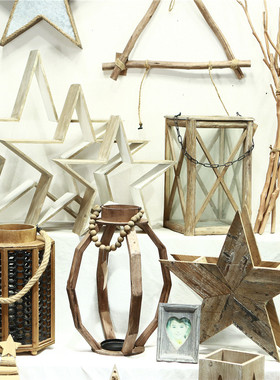 木质美式乡村风装饰杂货摆件烛台