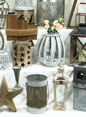 仿古做旧zakka铁艺木质杂货摆件