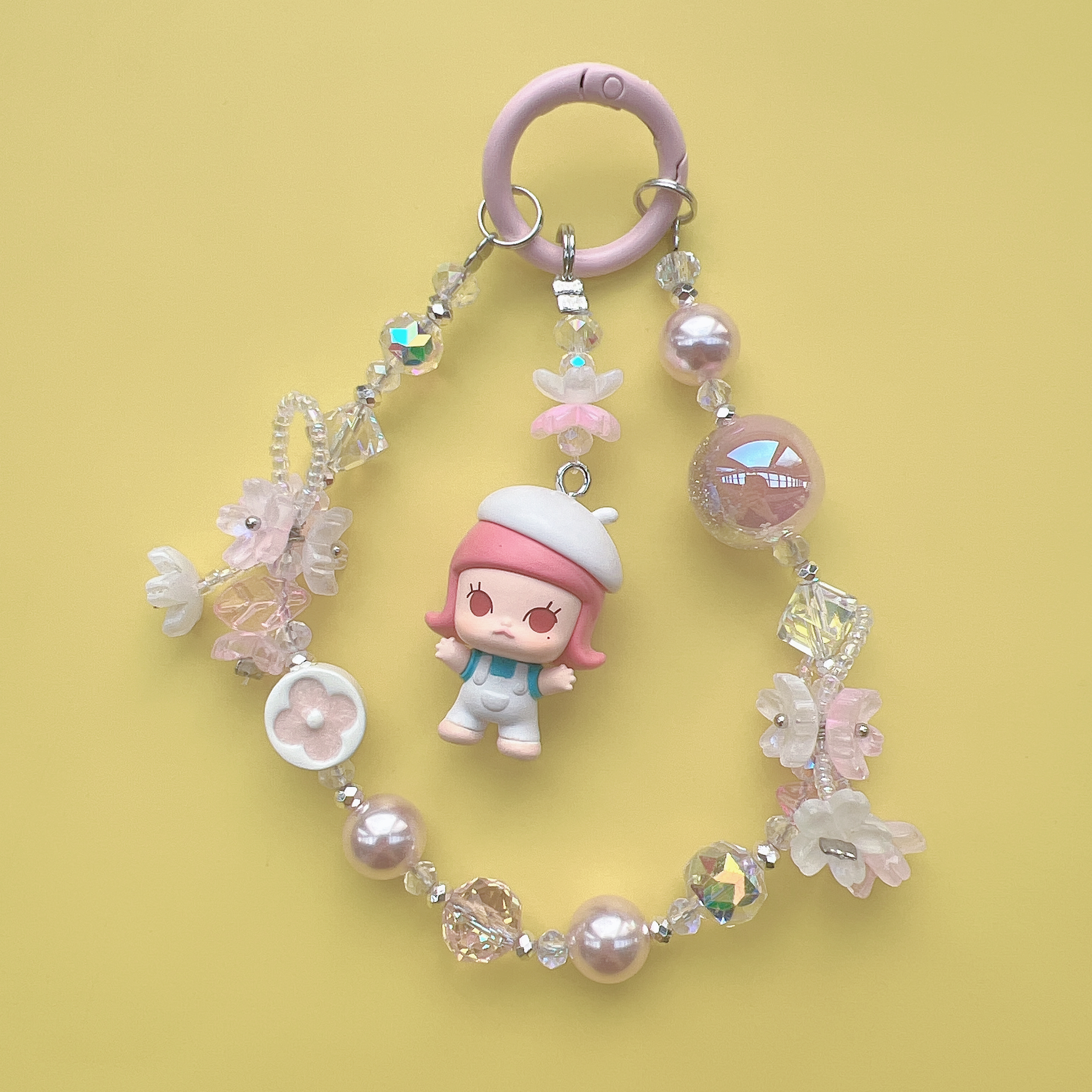 正版泡泡玛特萌粒纯手工编花重工高品质包挂合金手机链礼物挂件 - 图2