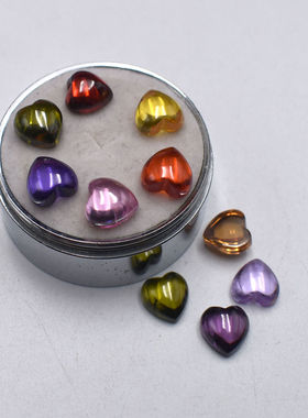 平底凸面素面心形宝石戒面裸石爱心形锆石饰品配件配饰美甲贴片