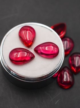 戒面红宝石麦一点配石