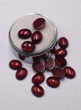 过钻笔平底蛋面素面红宝石椭圆形裸石深8号红刚玉DIY首饰镶嵌石