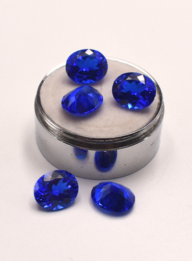 蓝小妖椭圆形戒面裸石鸟巢切钴尖晶蛋形蓝宝石戒面镶嵌裸石diy