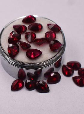 8号深红水滴形红宝石裸石鸽血红刚玉梨形裸钻首饰配石DIY