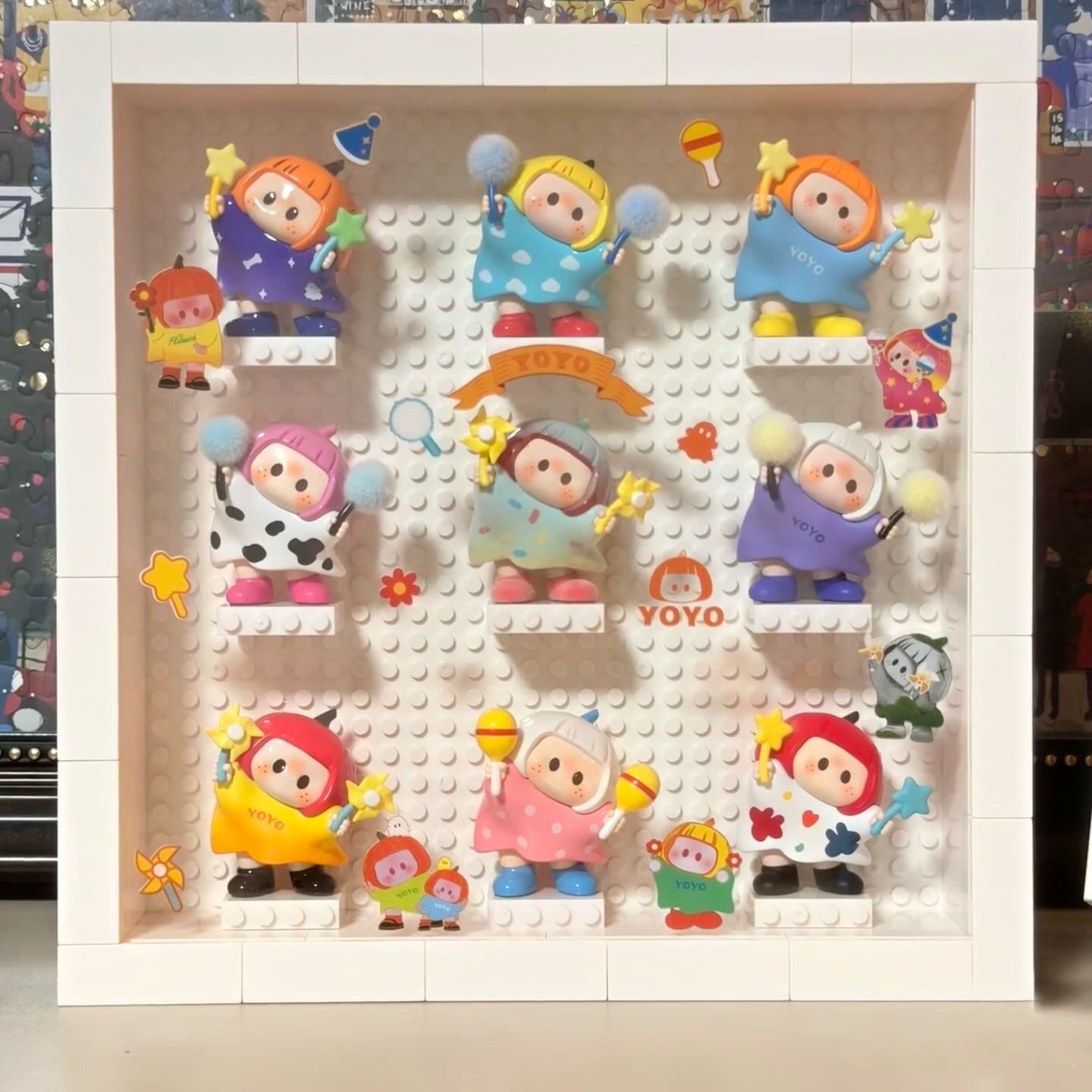 DIY小颗粒积木相框兼容乐高yoyo酱摆件收纳创意人仔展示盒礼物