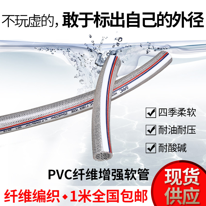 PVC纤维增强软管PVC网纹管蛇皮管透明网纹管4分6分1寸2寸耐压水管-图0