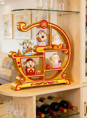 五福临门神仙摆件福禄寿喜财玄关客厅酒柜桌面装饰品乔迁之喜礼物