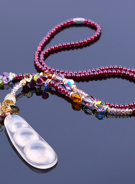 鸿澜石榴石水晶毛衣链新款