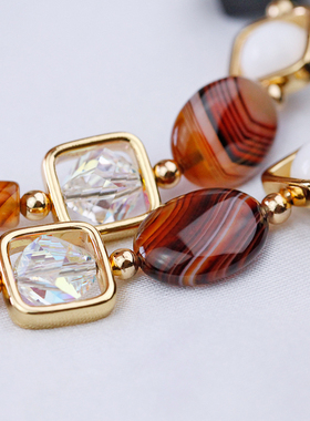 玛瑙新款水晶高端大气秋冬毛衣链