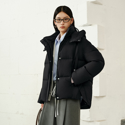 艾莱依时尚连帽短款泡芙羽绒服女