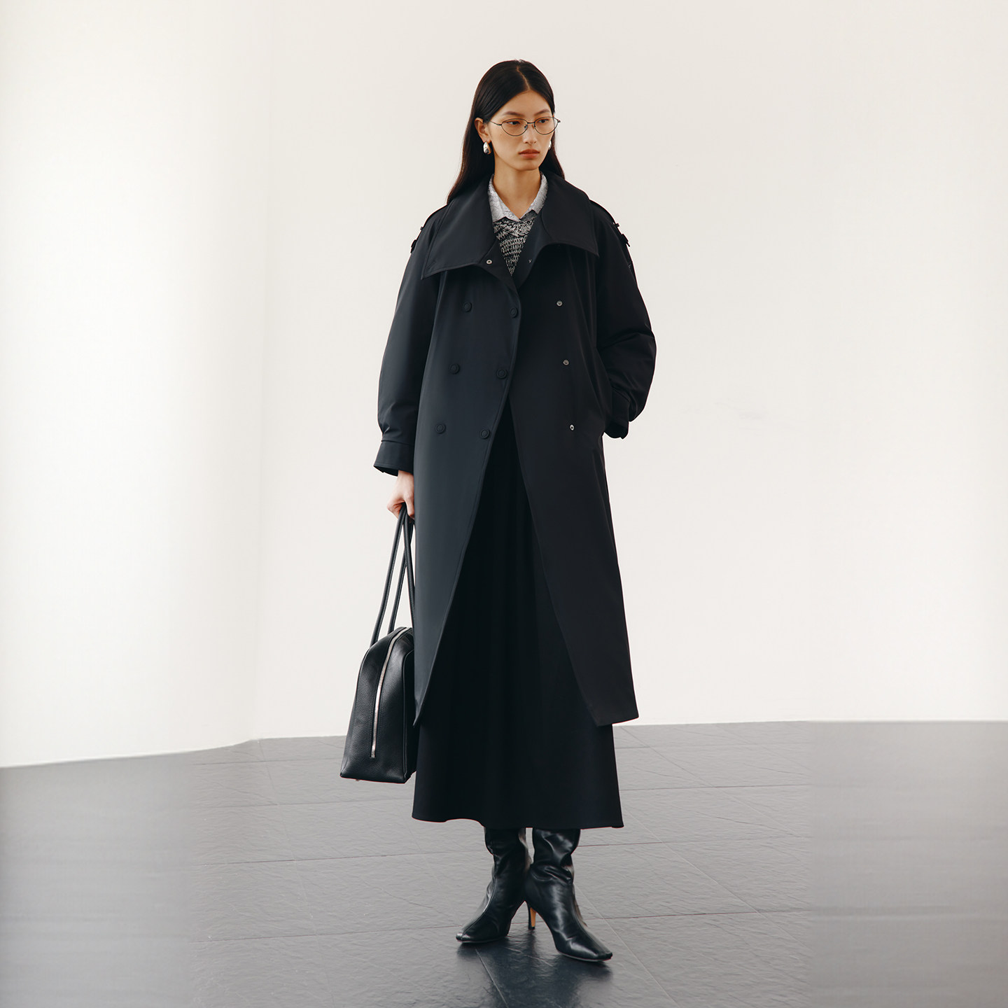 【宋佳同款】艾莱依2025新款风衣鹅绒服女时尚可脱卸围巾长款外套