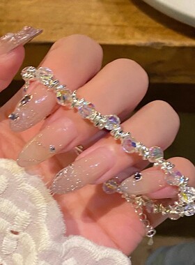 流光溢彩_夏日梦幻彩珠小灯泡碎银手链女款精致轻奢小众设计手饰