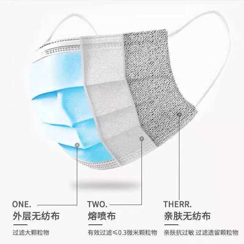 口罩独立包装 一次性三层防护成人男女防晒透气防尘黑色蓝色口罩