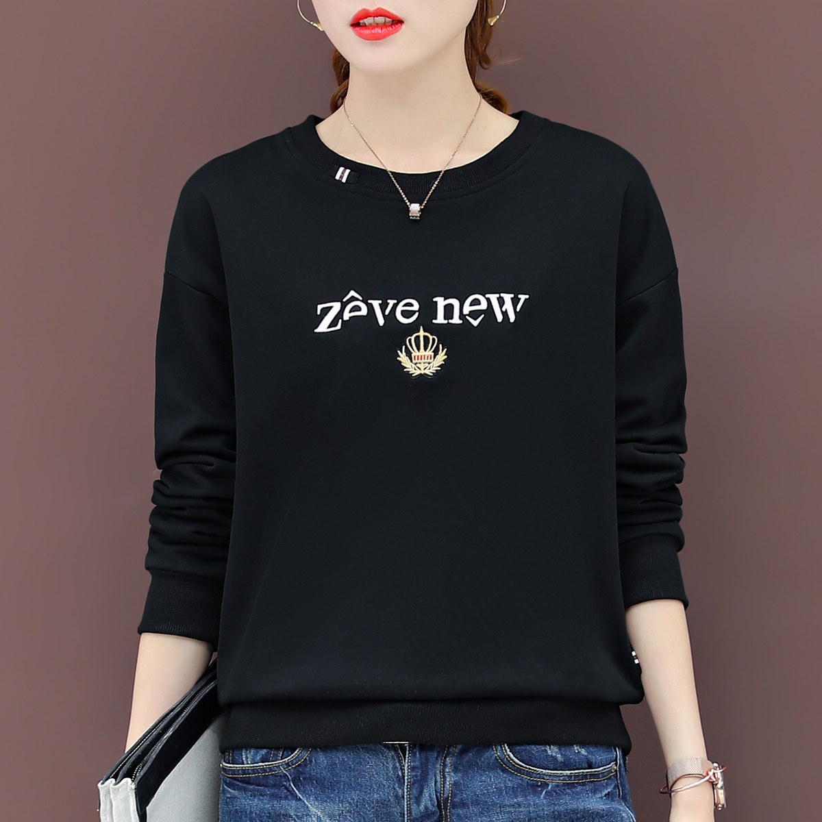 宽松韩版2019新款圆领女士春装卫衣 苏盈珈可服饰卫衣/绒衫