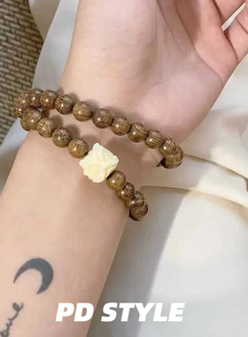 新中式醒狮檀木双圈跑环手串